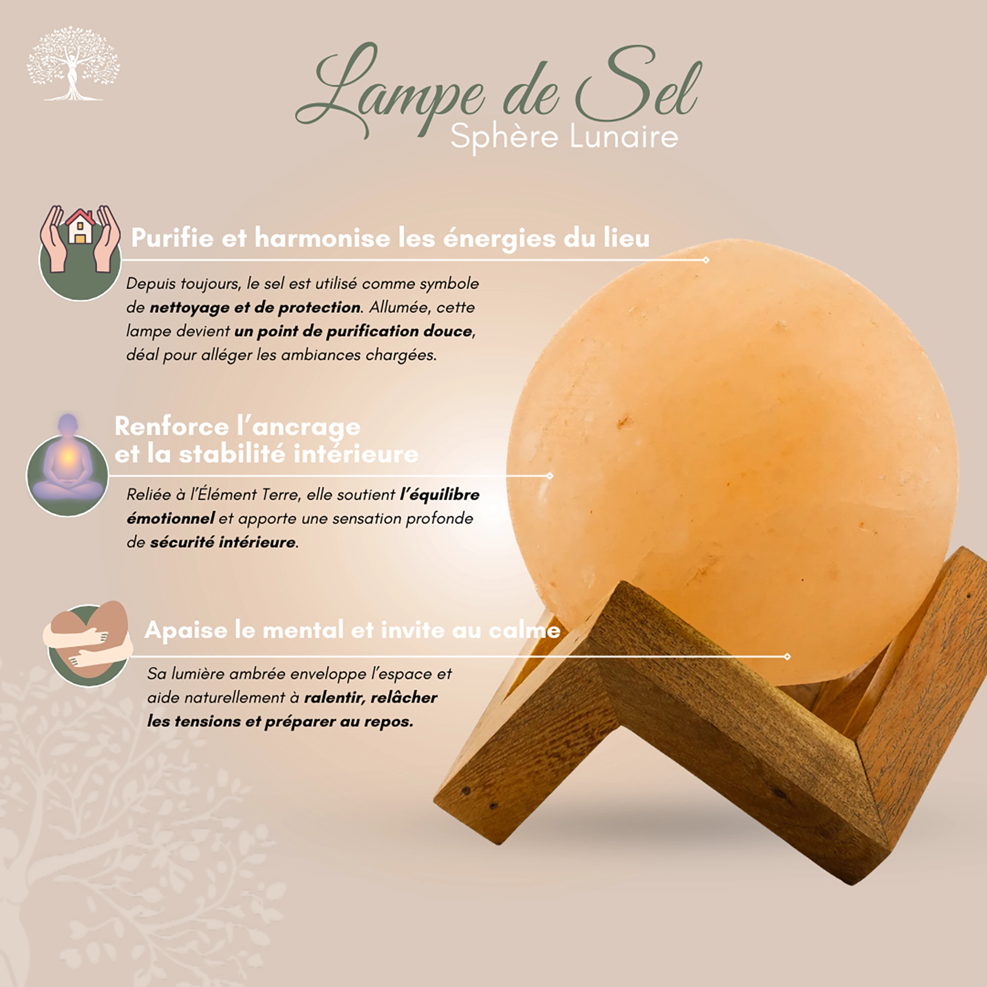Lampe de Sel – Sphère Lunaire 3 KG – Image 2
