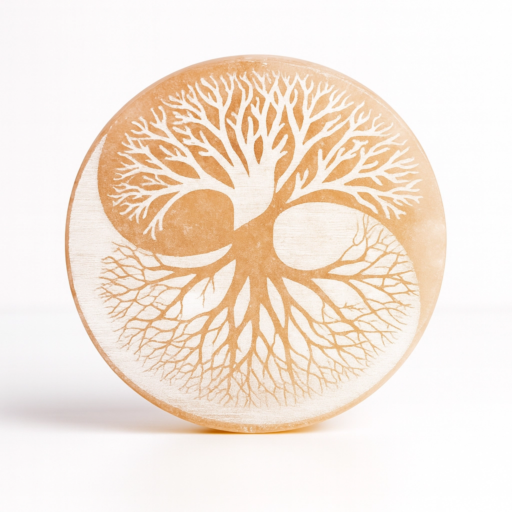 Plaque Sélénite Arbre de Vie Yin-Yang – Purification